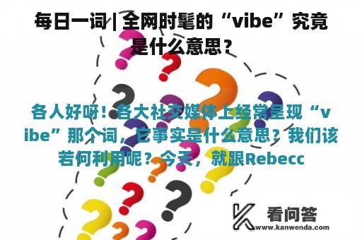 每日一词 | 全网时髦的“vibe”究竟是什么意思？