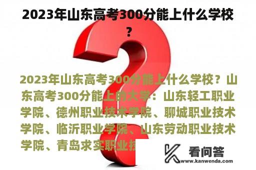 2023年山东高考300分能上什么学校？