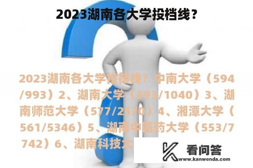 2023湖南各大学投档线？