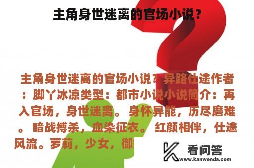 主角身世迷离的官场小说？