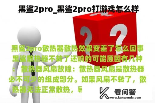  黑鲨2pro_黑鲨2pro打游戏怎么样