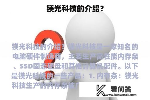 镁光科技的介绍？