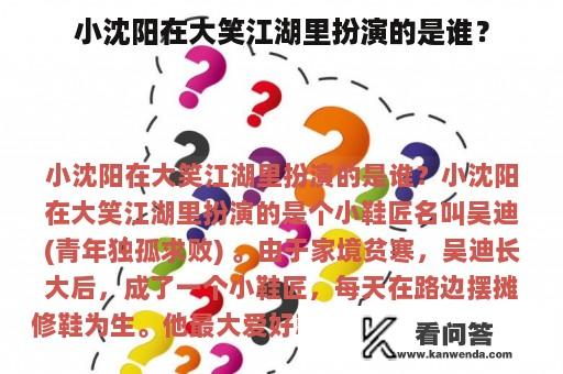 小沈阳在大笑江湖里扮演的是谁？