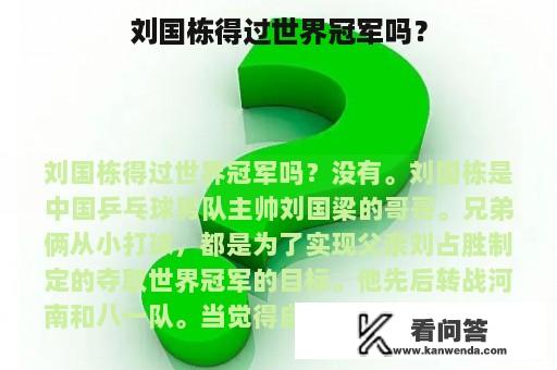 刘国栋得过世界冠军吗？