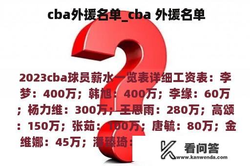  cba外援名单_cba 外援名单