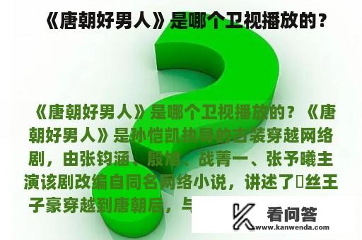 《唐朝好男人》是哪个卫视播放的？