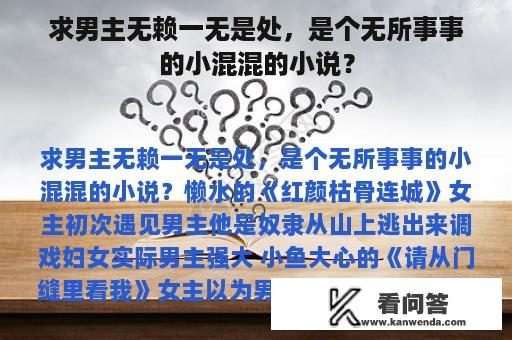 求男主无赖一无是处，是个无所事事的小混混的小说？