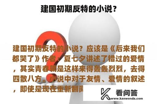 建国初期反特的小说？