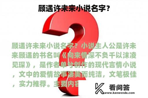 顾遇许未来小说名字？