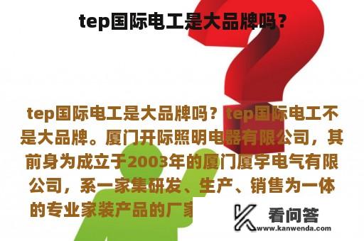 tep国际电工是大品牌吗？