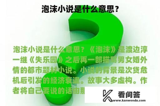 泡沫小说是什么意思？