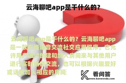 云海聊吧app是干什么的？