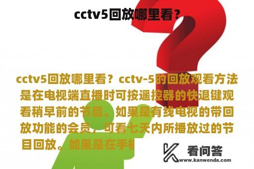 cctv5回放哪里看？