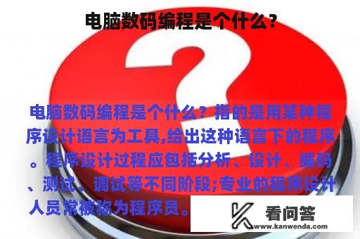 电脑数码编程是个什么？