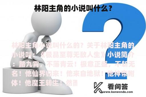 林阳主角的小说叫什么？