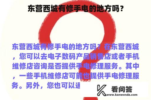 东营西城有修手电的地方吗？