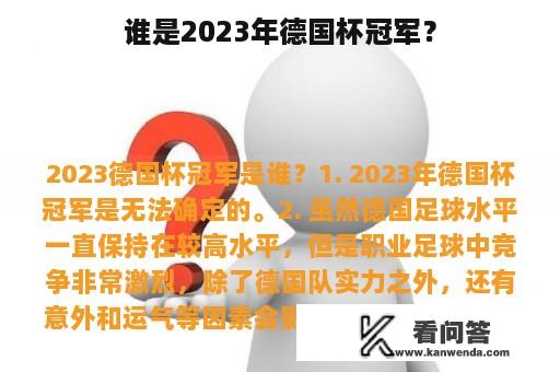 谁是2023年德国杯冠军？