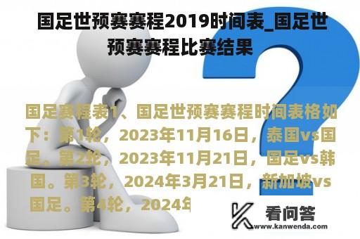  国足世预赛赛程2019时间表_国足世预赛赛程比赛结果