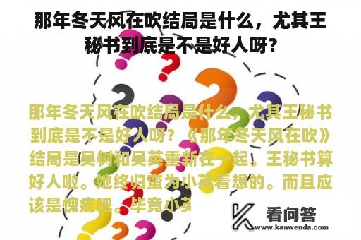 那年冬天风在吹结局是什么，尤其王秘书到底是不是好人呀？