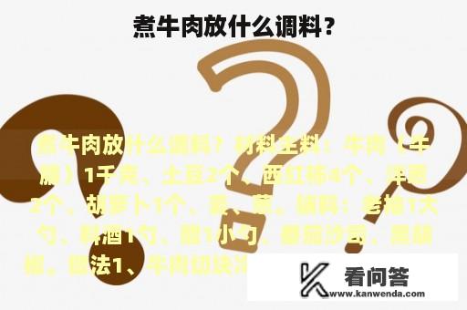 煮牛肉放什么调料？