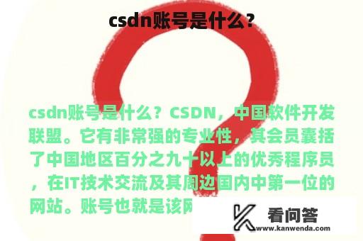 csdn账号是什么？