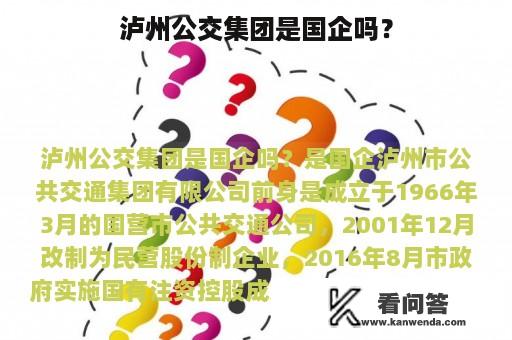 泸州公交集团是国企吗？