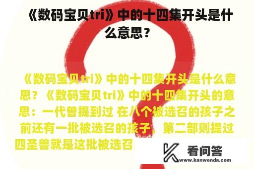 《数码宝贝tri》中的十四集开头是什么意思？