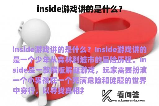 inside游戏讲的是什么？