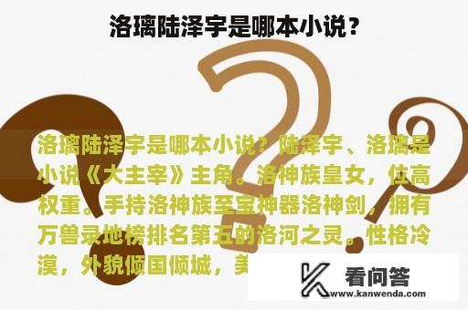 洛璃陆泽宇是哪本小说？