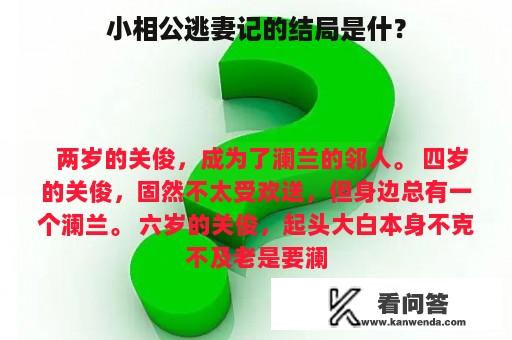 小相公逃妻记的结局是什？