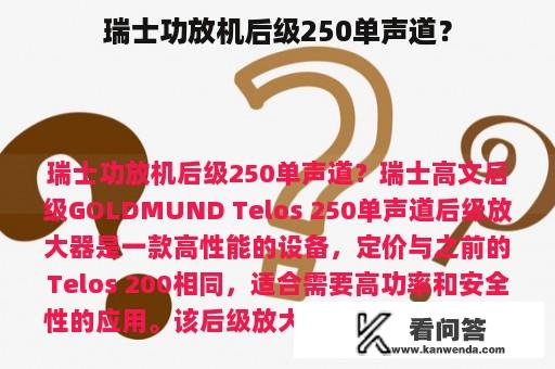 瑞士功放机后级250单声道？