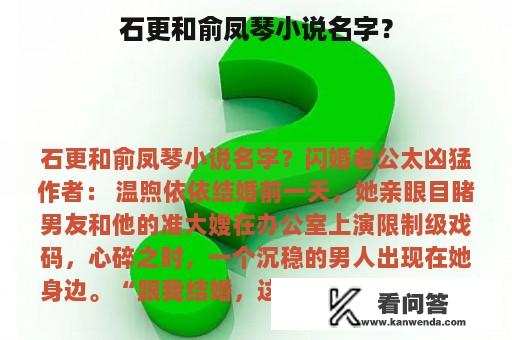 石更和俞凤琴小说名字？