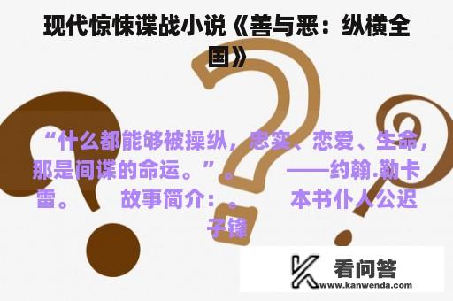 现代惊悚谍战小说《善与恶：纵横全国》