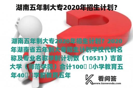 湖南五年制大专2020年招生计划？