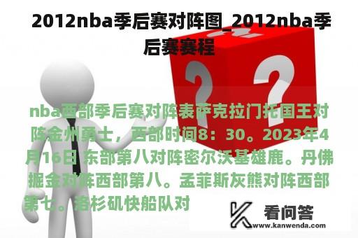  2012nba季后赛对阵图_2012nba季后赛赛程