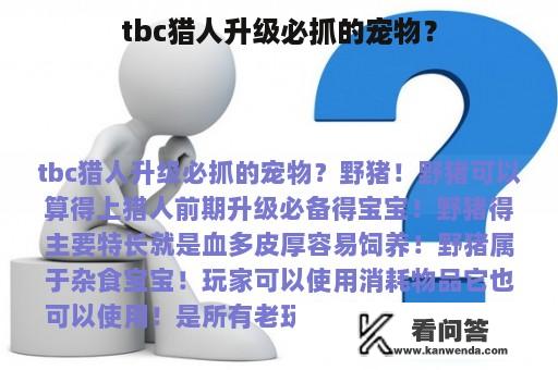 tbc猎人升级必抓的宠物？