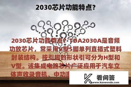 2030芯片功能特点？