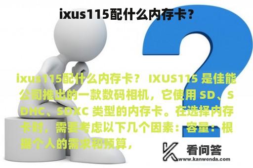 ixus115配什么内存卡？