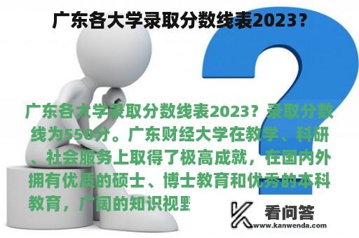 广东各大学录取分数线表2023？