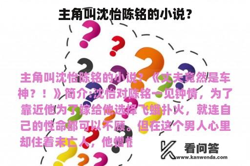 主角叫沈怡陈铭的小说？