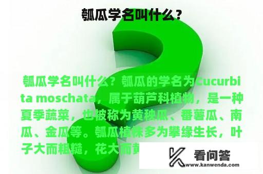 瓠瓜学名叫什么？