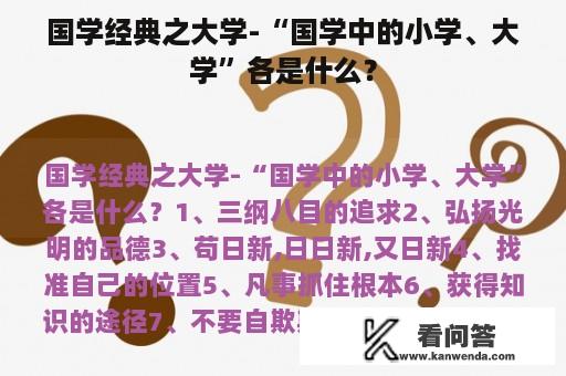 国学经典之大学-“国学中的小学、大学”各是什么？