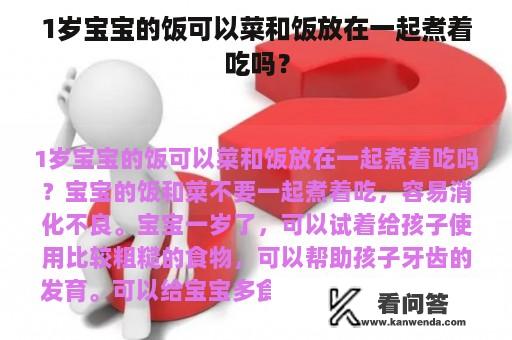 1岁宝宝的饭可以菜和饭放在一起煮着吃吗？