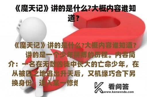 《魔天记》讲的是什么?大概内容谁知道？