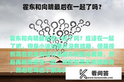 霍东和向晴最后在一起了吗？