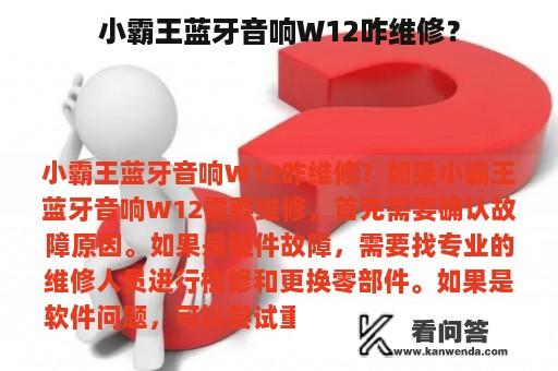 小霸王蓝牙音响W12咋维修？