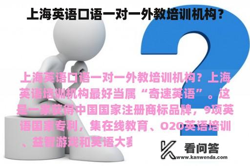 上海英语口语一对一外教培训机构？