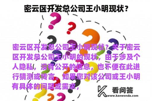 密云区开发总公司王小明现状？