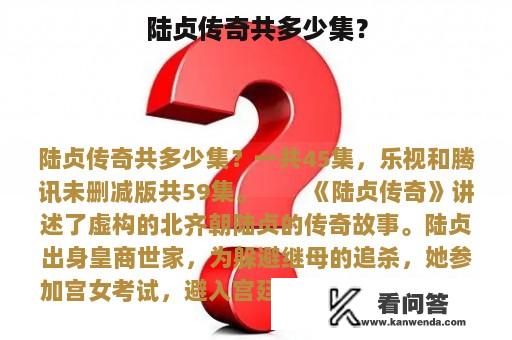 陆贞传奇共多少集？