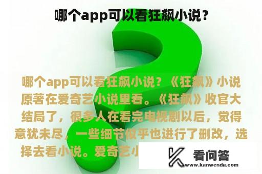 哪个app可以看狂飙小说？